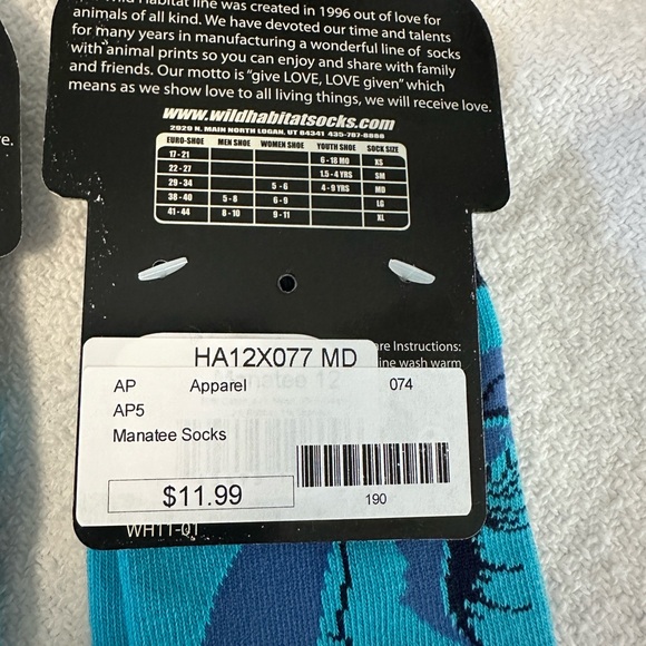 Manatee Socks! 2 pair size medium & large! Kids or adult NWT - Picture 5 of 6